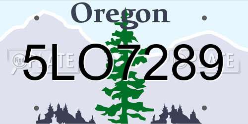 5LO7289 Oregon License Plate