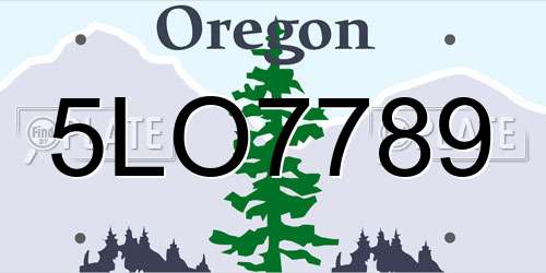 5LO7789 Oregon License Plate