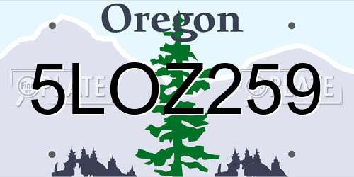 5LOZ259 Oregon License Plate
