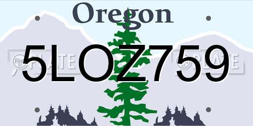 5LOZ759 Oregon License Plate