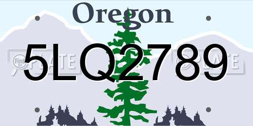 5LQ2789 Oregon License Plate