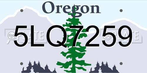5LQ7259 Oregon License Plate