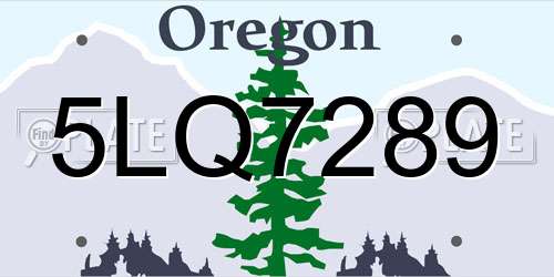 5LQ7289 Oregon License Plate