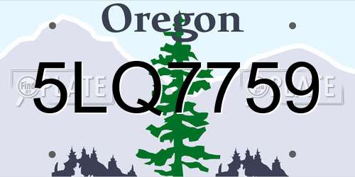 5LQ7759 Oregon License Plate