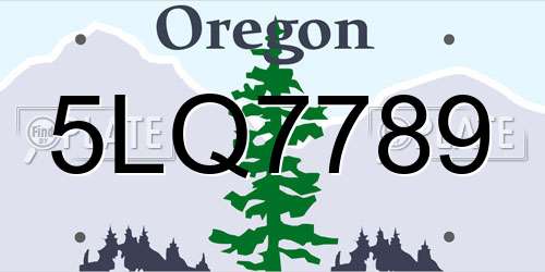 5LQ7789 Oregon License Plate
