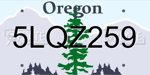 5LQZ259 Oregon License Plate