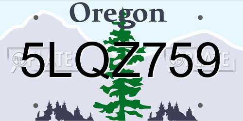 5LQZ759 Oregon License Plate
