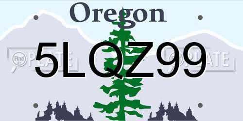 5LQZ99 Oregon License Plate