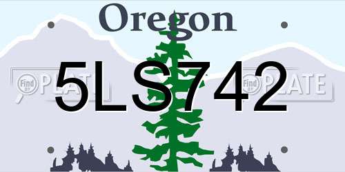 5LS742 Oregon License Plate