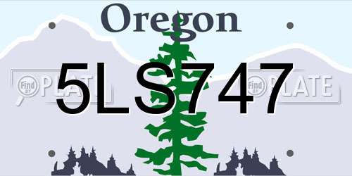 5LS747 Oregon License Plate
