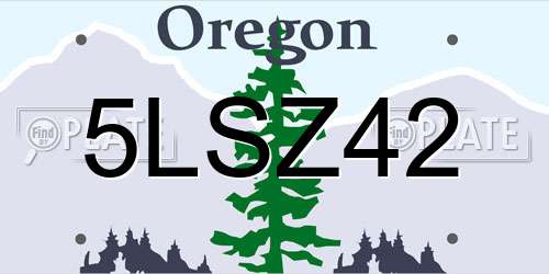 5LSZ42 Oregon License Plate