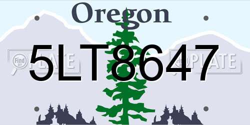 5LT8647 Oregon License Plate