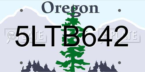 5LTB642 Oregon License Plate