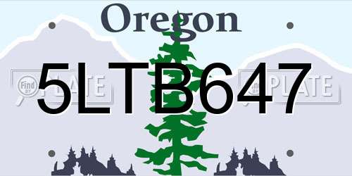 5LTB647 Oregon License Plate