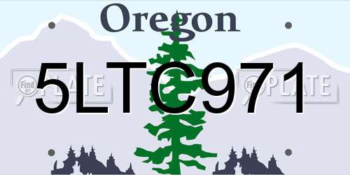 5LTC971 Oregon License Plate