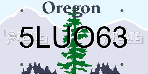 5LUO63 Oregon License Plate