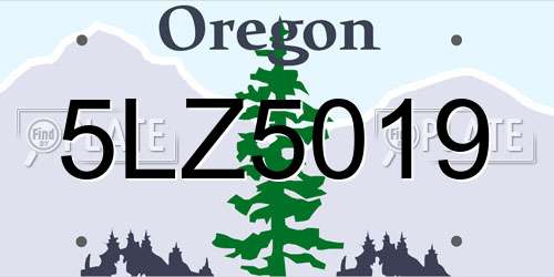 5LZ5019 Oregon License Plate