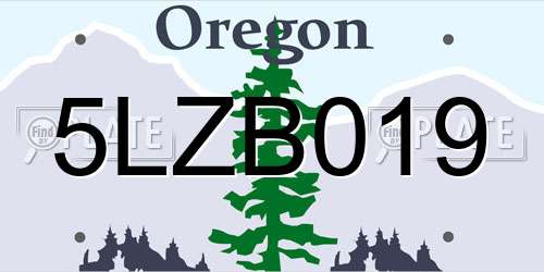 5LZB019 Oregon License Plate