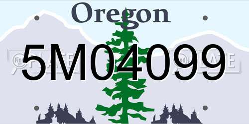 5M04099 Oregon License Plate