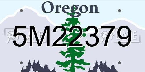 5M22379 Oregon License Plate