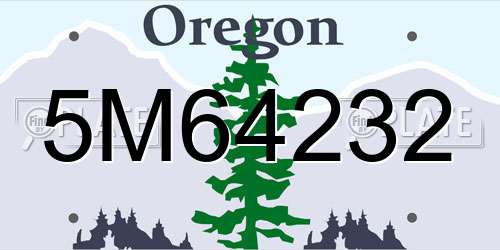 5M64232 Oregon License Plate