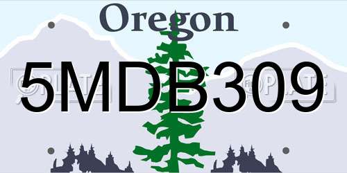 5MDB309 Oregon License Plate