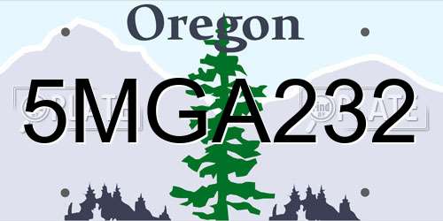 5MGA232 Oregon License Plate
