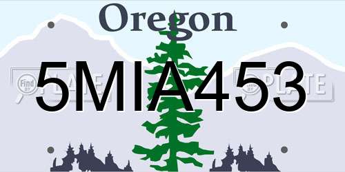 5MIA453 Oregon License Plate