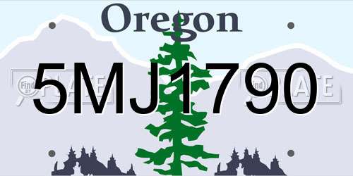 5MJ1790 Oregon License Plate
