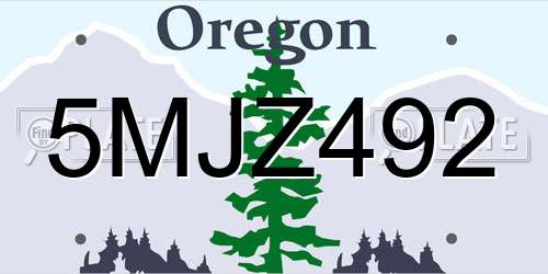 5MJZ492 Oregon License Plate