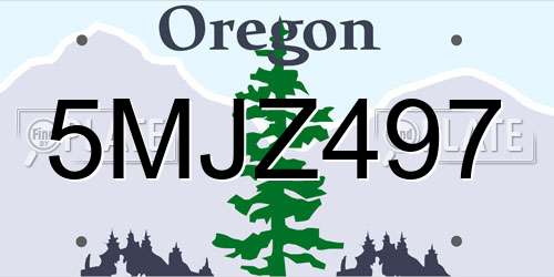 5MJZ497 Oregon License Plate