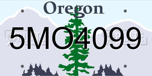 5MO4099 Oregon License Plate
