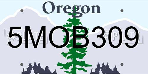 5MOB309 Oregon License Plate
