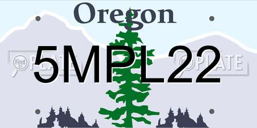 5MPL22 Oregon License Plate