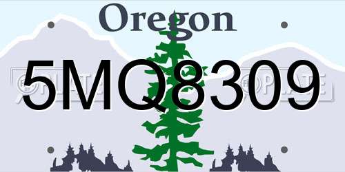 5MQ8309 Oregon License Plate