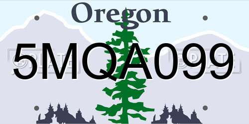 5MQA099 Oregon License Plate