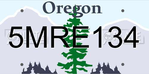 5MRE134 Oregon License Plate