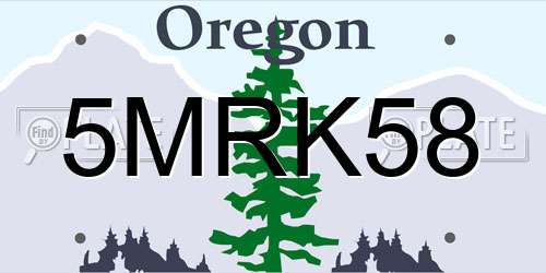 5MRK58 Oregon License Plate