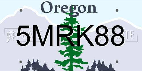 5MRK88 Oregon License Plate
