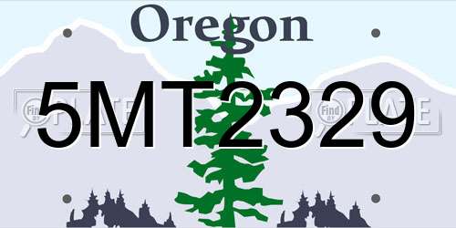5MT2329 Oregon License Plate