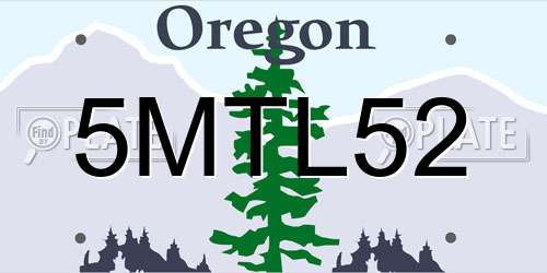 5MTL52 Oregon License Plate