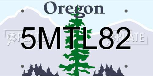5MTL82 Oregon License Plate