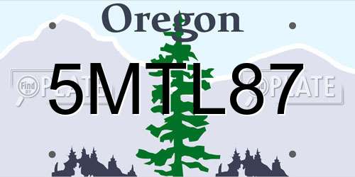 5MTL87 Oregon License Plate