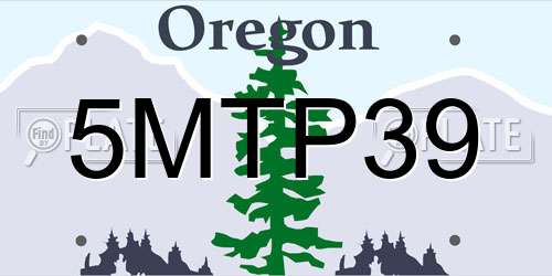 5MTP39 Oregon License Plate