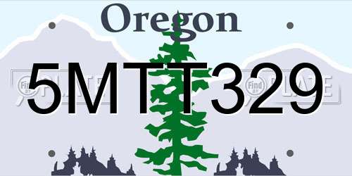 5MTT329 Oregon License Plate