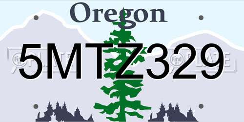 5MTZ329 Oregon License Plate