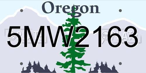 5MW2163 Oregon License Plate