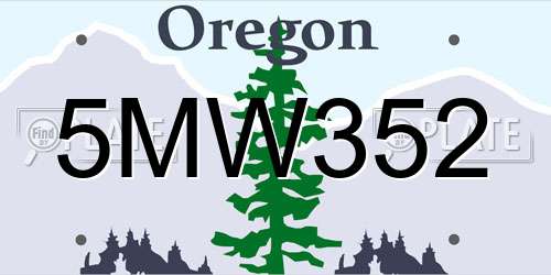 5MW352 Oregon License Plate