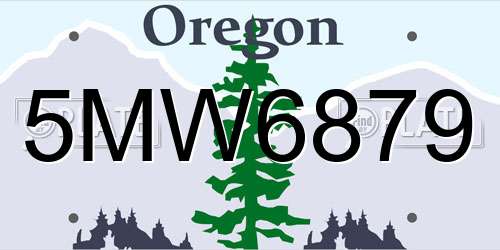 5MW6879 Oregon License Plate