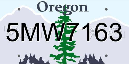 5MW7163 Oregon License Plate